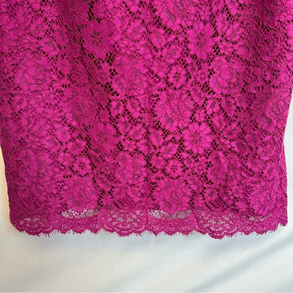 Torrid Magenta Fuschia Pink Sleeveless Floral Lace Midi Sheath Dress Size 14 - Picture 5 of 12